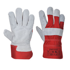 Red and grey Premium Chrome rigger glove. Glove has grey palm and grey middle of back. With Red wrist and back.