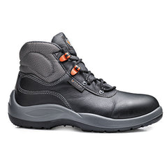 Black And Grey Base Verdi Safety Boot with a protective toe and Grey contrast on the side of the sole and upper heel area.