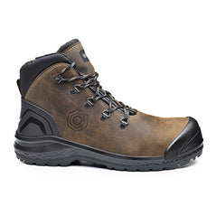 Brown Base Be Strong Be Uniform Top Safety Boot. Boot has a Black sole, Black sole upper and black laces. Boot has base branding and Black contrast through out.