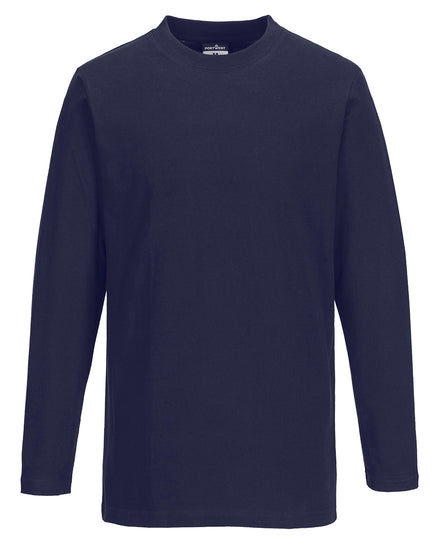 Portwest Long Sleeve T-Shirt in navy with long sleeves and crew neck.