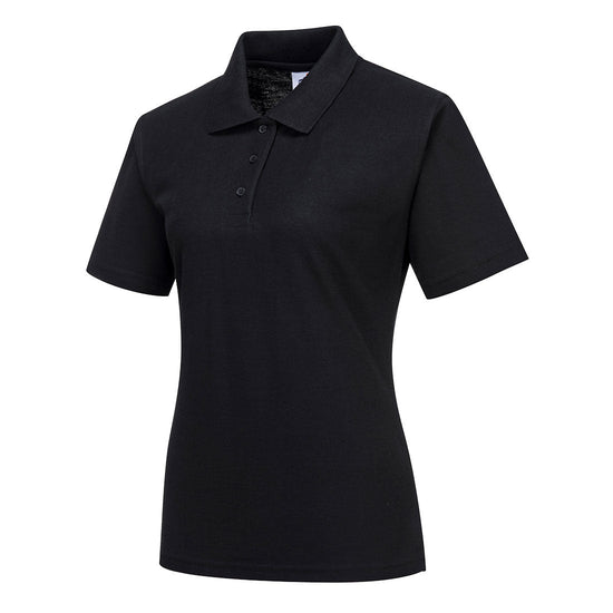 Black Portwest Ladies Naples Polo shirt. 