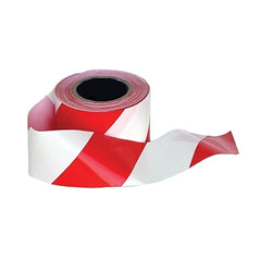 Red and white barrier tape on roll.