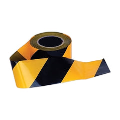 Yellow and black barrier tape on roll.