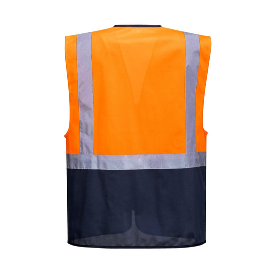 Orange and navy Warsaw Executive Vest with reflective strips