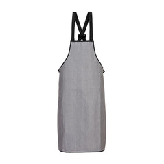 Grey Cut Resistant Bib Apron with black trim and straps