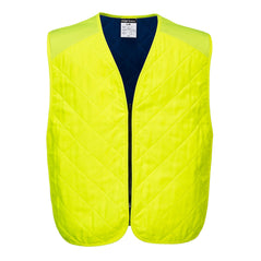 Yellow cooling vest with blue inner. Optimised for keeping your body cool in hot temperatures.