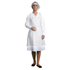 White disposable PE bib apron.