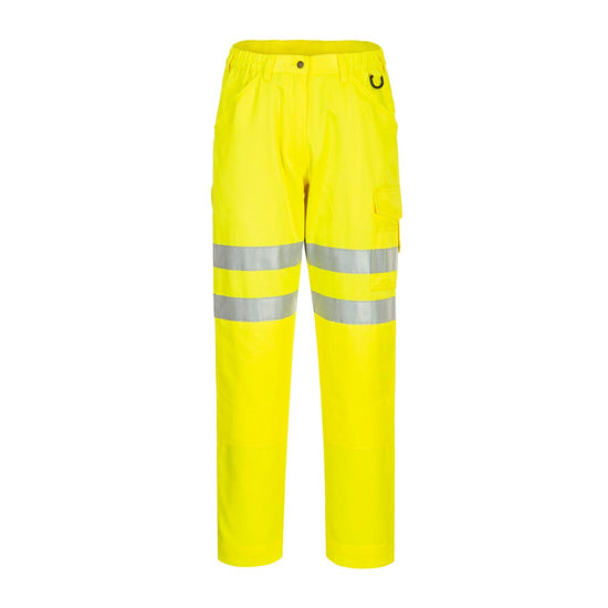 Yellow Eco Hi-Vis Trouser with left trouser pocket and reflective strips on thigh