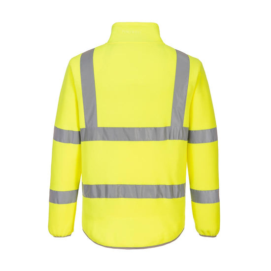Yellow Eco Hi-Vis Fleece Jacket and grey fleec fabric neck