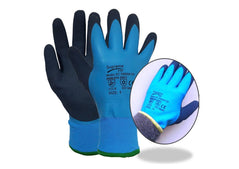 Blue Supreme TTF FC328 Thermal waterproof glove with dark navy accents. This glove Is optimised for wet work and has a waterproof coating and green cuff.