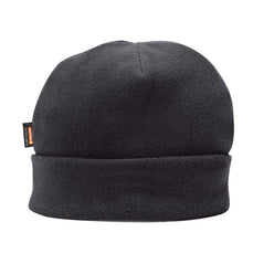 Black insulated fleece lined hat.