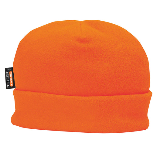 Orange insulated fleece lined hat.