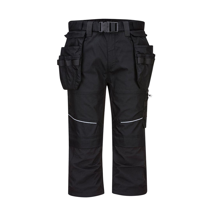 Black Holster 3/4 length shorts with holster pockets and with detail on thigh 