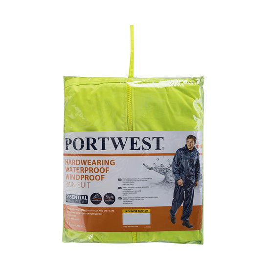 Essentials rainsuit in yellow with front zip and elasticated cuffs