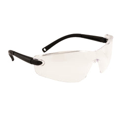Portwest profile safety spectacle. Specs have black arms and clear lens.