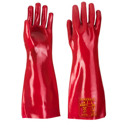 Red PVC gauntlet.