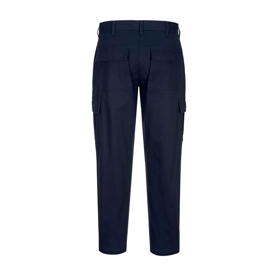 Navy Women's Stretch Cargo Trouser with relfective trim on hem