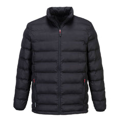 Black Portwest Ultrasonic Tunnel Jacket with. Jacket is zip fasten, has zip pockets and padded body and arms.