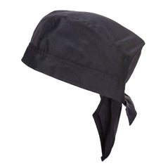 Black chefs bandana with tie back.