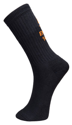 Portwest Modaflame Work Sock in navy with orange branding on back.