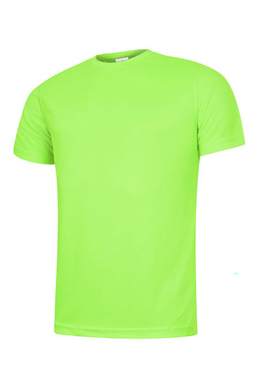 Uneek Clothing UC315 - 140 GSM Ultra Cool T-shirt with short sleeves and round neck in electric green.